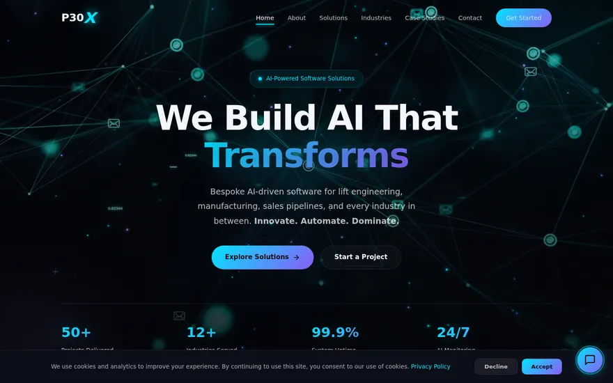 P30X website homepage