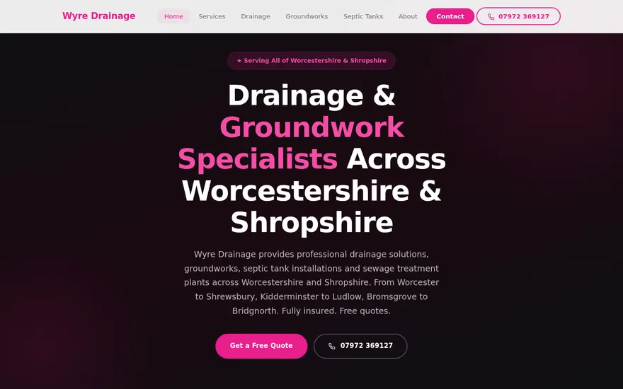 Wyre Drainage website homepage